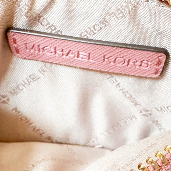 Michael Kors Jet Set Travel Top Zip Card Case Wallet Rose - Picture 7 of 9